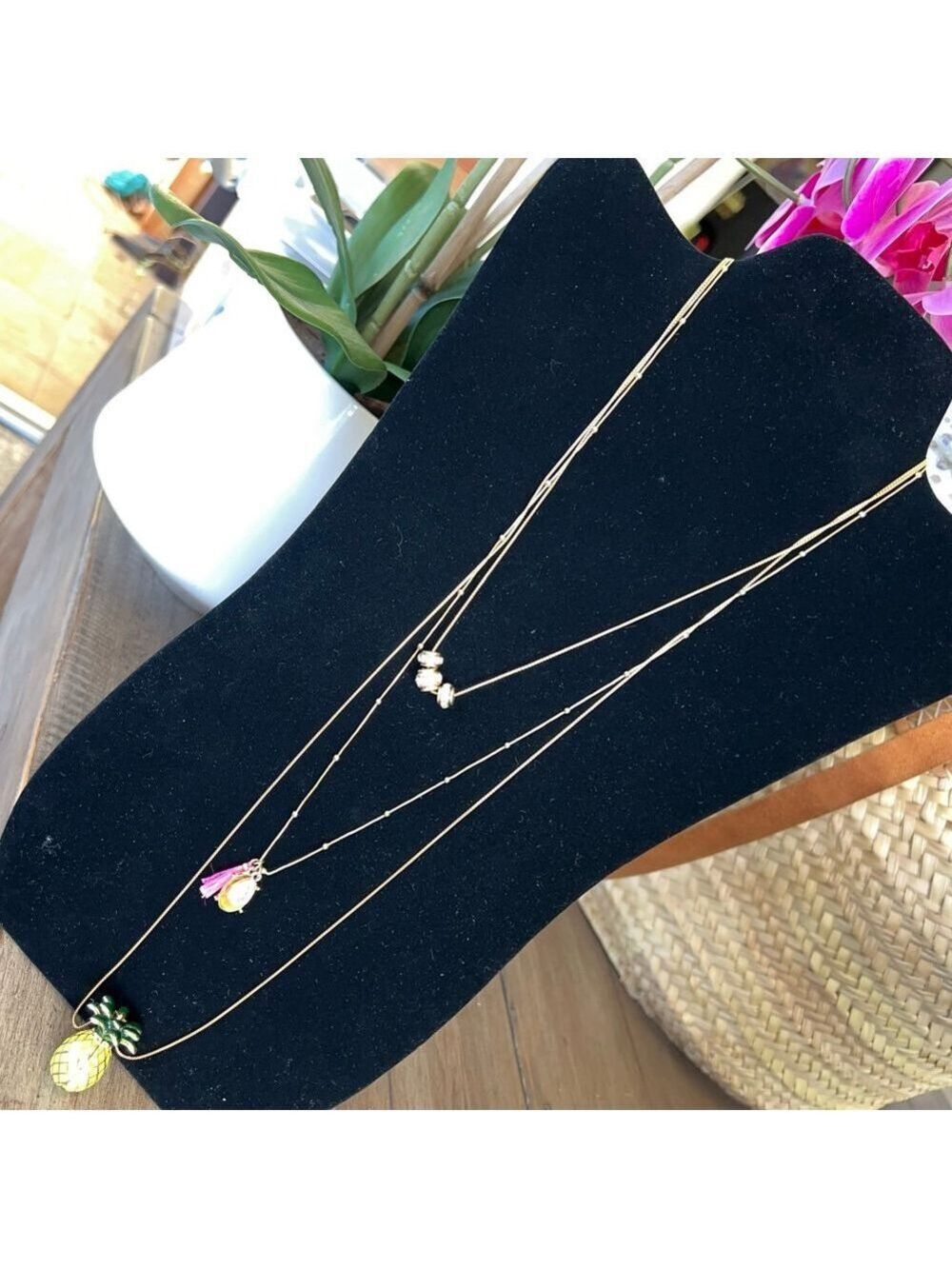 Gennaro Triple Strand Statement Necklace Gold